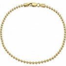 18K Gold Plated On 925 Sterling Silver 2 Mm Ball Chain Bracelet Length 7 Inch /