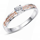 925 Silver Created White Topaz Round Cut with CZ Pave Band Eternity Rings