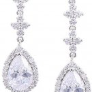 Long Teardrop Earrings For Wedding - 925 Sterling Silver Bridal Pear-shaped CZ