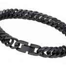 Men Sturdy Cuban Chain Bracelet-Can Engrave 316L Stainless Steel 18K Gold Tone