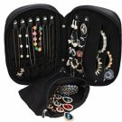Zipper Carry-on Travel Jewelry Case Organizer With Removable Pouch Black