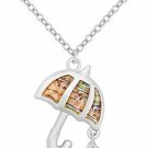 SENFAI Natural Abalone Shell You Are My Umbrella Pendant Necklace (silver)