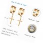 Cross Hoop Earrings for Men 4 Pair Stainless Steel Small Huggie Drop