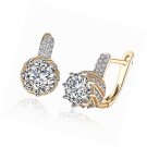 18K White Gold Plated Cubic Zirconia Flower Hoop Earrings  Small Stud