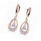 Yellow Gold Tone Womens Fashion Rhinestone Crystal Dangle Earrings