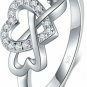 BORUO 925 Sterling Silver Ring, High Polish Cubic Zirconia Infinity And Heart 8