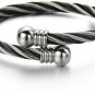 COOLSTEELANDBEYOND Elastic Adjustable Steel Twisted Cable Cuff Bangle Bracelet