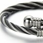 COOLSTEELANDBEYOND Elastic Adjustable Steel Twisted Cable Cuff Bangle Bracelet