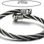COOLSTEELANDBEYOND Elastic Adjustable Steel Twisted Cable Cuff Bangle Bracelet
