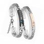 2pcs Stainless Steel Couples Bracelets Matching Link Chain Wristband with Box