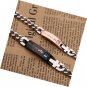2pcs Stainless Steel Couples Bracelets Matching Link Chain Wristband with Box