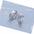 Sterling Silver Round Cubic Zirconia Huggie Hoop Earrings 4 mm x 13mm