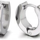 2pcs Mens Womens Steel Huggie Hinged Hoop Earrings With Cubic Zirconia And