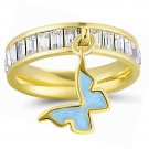 Yellow Gold Plating Brass Ring Cubic Zirconia Eternity Band  Butterfly