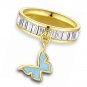 Yellow Gold Plating Brass Ring Cubic Zirconia Eternity Band  Butterfly