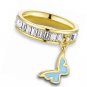 Yellow Gold Plating Brass Ring Cubic Zirconia Eternity Band  Butterfly