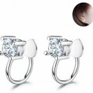 Fashion Cubic Zirconia 925 Sterling Silver Clip On Earrings Cuff Wrap For Non