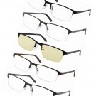 5-Pack Reading Glasses  Metal Half-Frame Stainless Steel Computer Readers +2.00