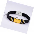Mens Stainless Steel Leather Bracelet Wrist Cuff Bangle