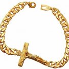 U7 Men 18K Gold Plated Crucifix Cross Design Cuban Curb Link Bracelet 21CM