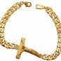 U7 Men 18K Gold Plated Crucifix Cross Design Cuban Curb Link Bracelet 21CM