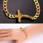 U7 Men 18K Gold Plated Crucifix Cross Design Cuban Curb Link Bracelet 21CM