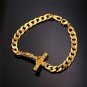 U7 Men 18K Gold Plated Crucifix Cross Design Cuban Curb Link Bracelet 21CM