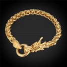 Men Biker Chain Vintage Dragon Head Bracelet 9mm Wide Braided Wheat Link Legnth