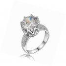Luxury 18K White Gold Love Solitaire Eternity Ring Wedding Anniversary