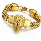 Cuban Link Chain Bracelet Stainless Steel Heavy 12mm Double Franco Lion Head