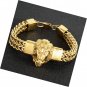 Cuban Link Chain Bracelet Stainless Steel Heavy 12mm Double Franco Lion Head