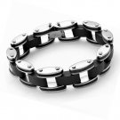 18mm Mens Silicone 316L Stainless Steel Bike Link Bracelet
