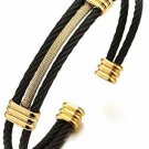 COOLSTEELANDBEYOND Mens Womens Stainless Steel Twisted Cable Adjustable Open