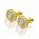 Square 18K Gold Plated Cubic Zirconia Stud Earring Fashion Bride Jewelry