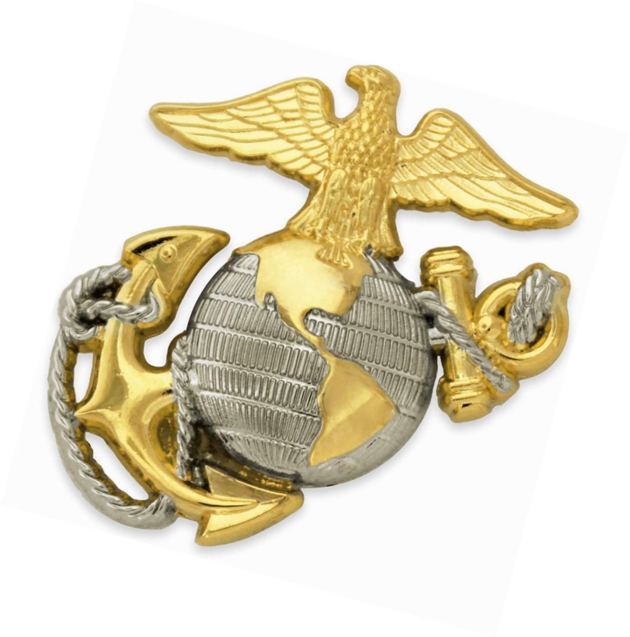 U.S. Marine Corps USMC Emblem Silver and Gold Military Lapel Pin