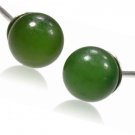 Sterling Silver Nephrite Jade Round Ball Stud Earrings 6mm