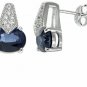 Sterling Silver Created Blue Sapphire Earrings (2.40 CT)