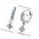 Sterling Silver Hoop Earrings White Gold Plated Multi Piercing for Women