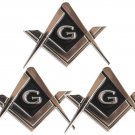 3 Pack 2.75' Chrome Plated Masonic Car Emblem Mason Square And Compasses Auto