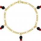 18k Gold Plated Simulated Azabache Bracelet Evil Eye Protection Lucky Charms 7'