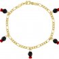 18k Gold Plated Simulated Azabache Bracelet Evil Eye Protection Lucky Charms 7'