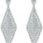 CHRAN Rhombus Shape Silver Rhinestone Wedding Drop Chandelier Dangle Long For