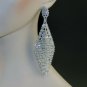 CHRAN Rhombus Shape Silver Rhinestone Wedding Drop Chandelier Dangle Long For