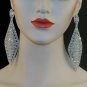 CHRAN Rhombus Shape Silver Rhinestone Wedding Drop Chandelier Dangle Long For
