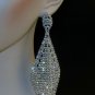 CHRAN Rhombus Shape Silver Rhinestone Wedding Drop Chandelier Dangle Long For