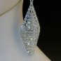 CHRAN Rhombus Shape Silver Rhinestone Wedding Drop Chandelier Dangle Long For
