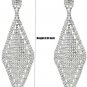 CHRAN Rhombus Shape Silver Rhinestone Wedding Drop Chandelier Dangle Long For