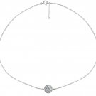 Sterling Silver Cubic Zirconia Round Bezel-Set Chain Anklet