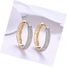 Gold Plated Cubic Zirconia Circle Hoop Earrings for Women Girls(24mm Diameter)