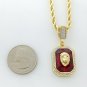 Lion Head Over Ruby Pendant Necklace With 24 Rope Chain